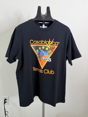 Casablanca Tennis Club Graphic Tee - Black/Orange